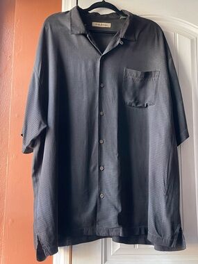 Tommy Bahama Dark Gray 100% Silk Camp Shirt size XXL